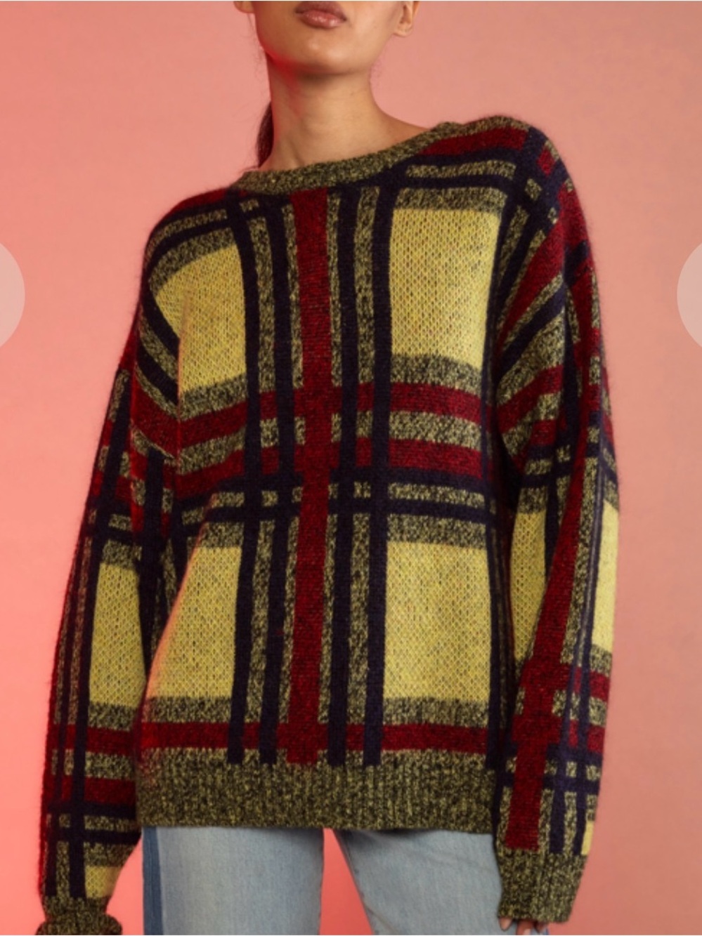 Cynthia Rowley plaid oversized sweater- Small